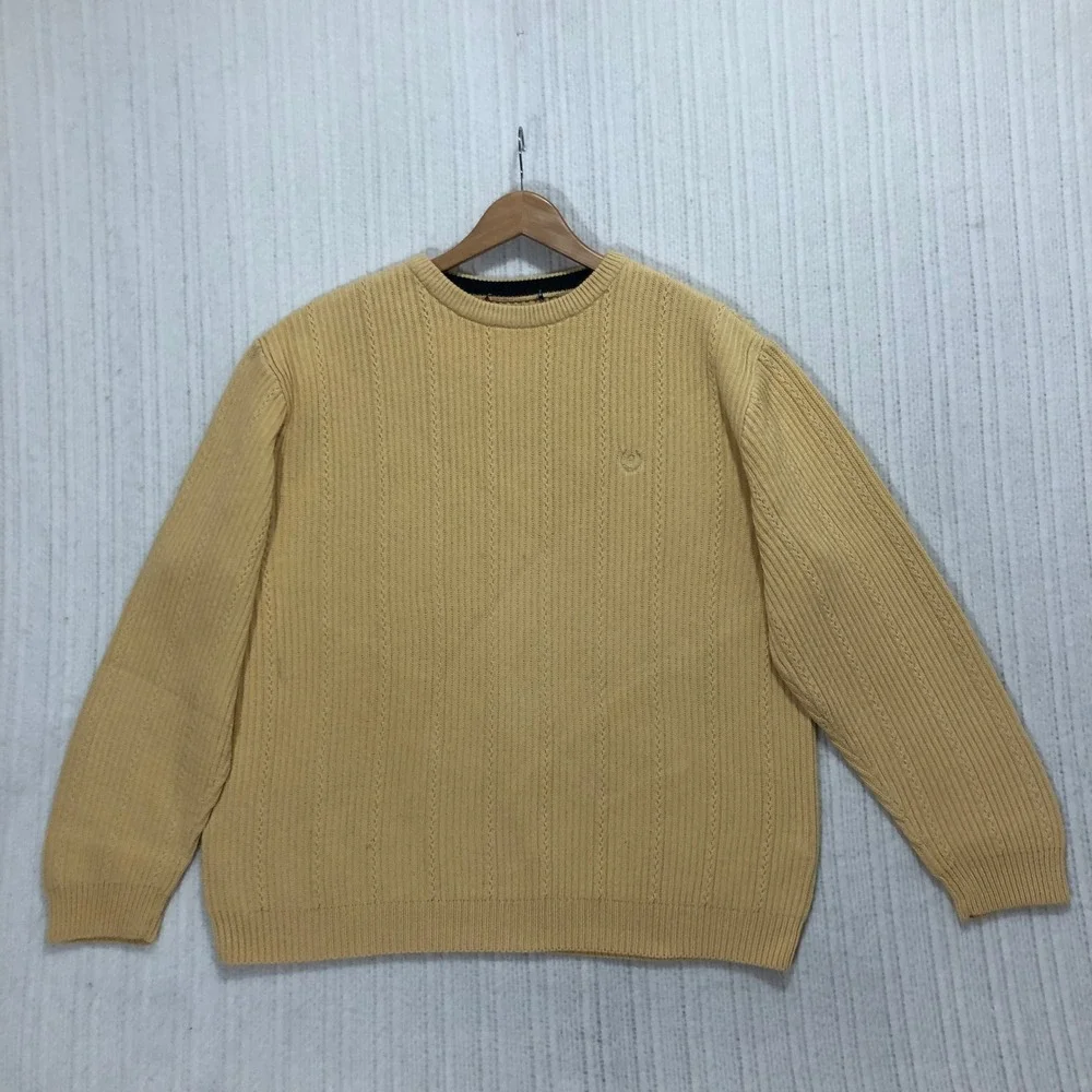 Chaps Knit Sweater Ribbed Crew Neck Pullover Classic Fit Yellow Size‎ (See Pics)
